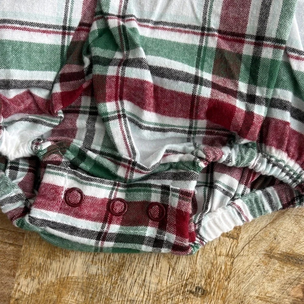 NWOT Ruffle Butts Girls Plaid Romper with Tights 0-3m